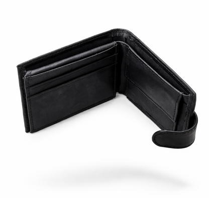 Premium Men’s Mini Leather Wallet With Zipper & Button