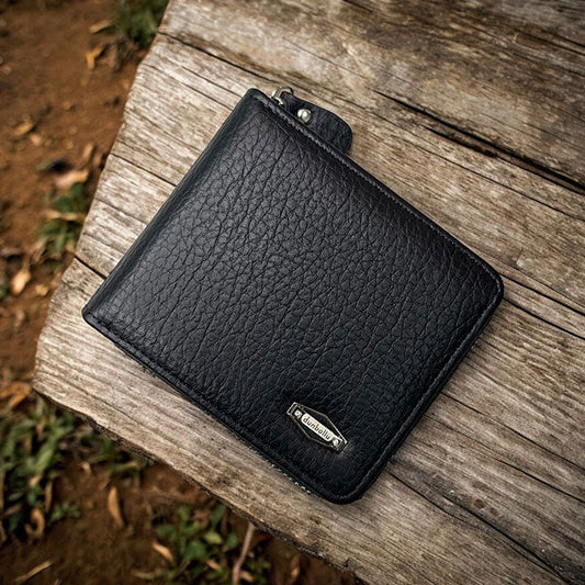 Dunbollu Premium Gold Zip Wallet for Men & Women – Black